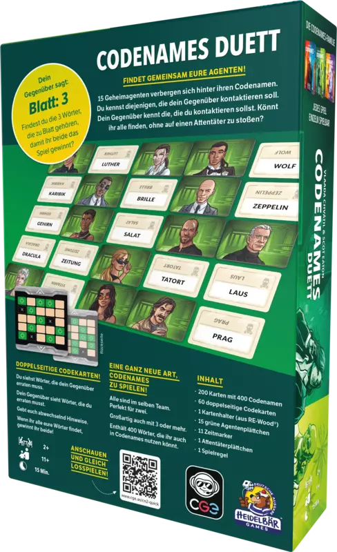 Codenames Duett (Neuauflage)- Der Zweipersonen-Ableger des Erfolgsspiels