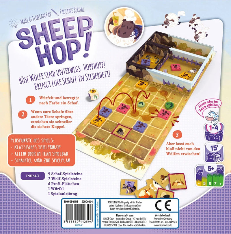 Sheep Hop! - Kooperatives Mühle-Kinderspiel ab 5 Jahre